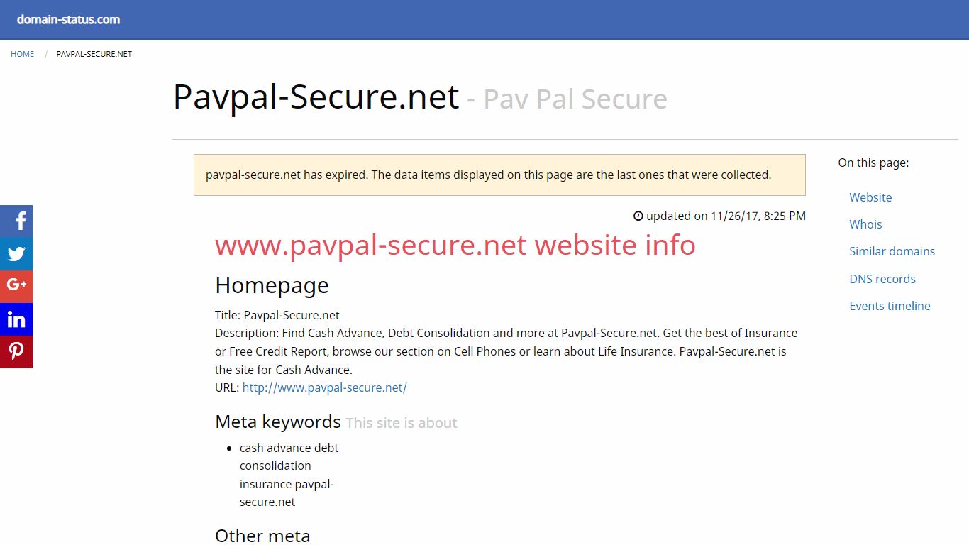 pavpal-secure.net domain info (Pav Pal Secure)